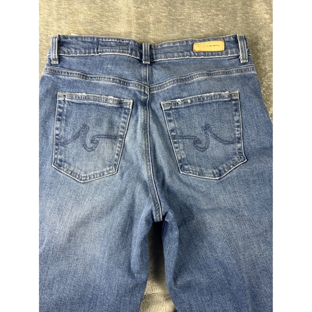 AG Adriano Goldschmied Saige Wide Leg Crop Jean 27 Mid Rise Raw Hem Medium Wash - Picture 10 of 11